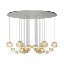 Load image into Gallery viewer, Oto Sp Cha Chandelier in Mirrored Steel/Amber Striped.