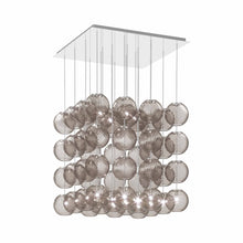 Load image into Gallery viewer, Oto Sp Cub Chandelier in Mirrored Steel/Smoky Striped.