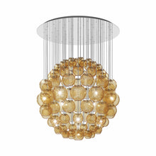 Load image into Gallery viewer, Oto Sp Sph Chandelier in Mirrored Steel/Amber Striped.