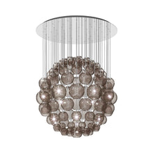 Load image into Gallery viewer, Oto Sp Sph Chandelier in Mirrored Steel/Smoky Striped.