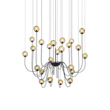 Load image into Gallery viewer, Puppet Chandelier in Amber Transparent/Matt Black (24-Light).