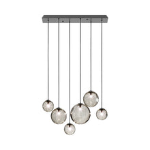 Load image into Gallery viewer, Puppet Linear Pendant Light in Smoky Transparent/Matt Black (6-Light).