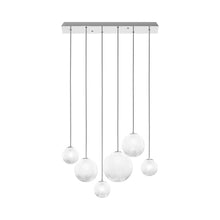 Load image into Gallery viewer, Puppet Linear Pendant Light in White Shaded/Glossy Chrome (6-Light).
