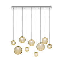 Load image into Gallery viewer, Puppet Linear Pendant Light in Amber Transparent/Glossy Chrome (12-Light).