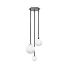 Load image into Gallery viewer, Puppet Multi Light Pendant Light in White Shaded/Matt Black (3-Light).
