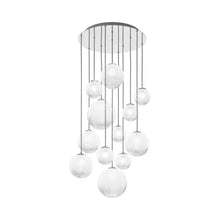 Load image into Gallery viewer, Puppet Multi Light Pendant Light in White Shaded/Glossy Chrome (12-Light).