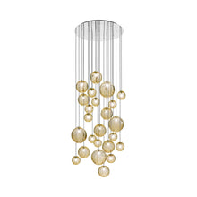 Load image into Gallery viewer, Puppet Multi Light Pendant Light in Amber Transparent/Glossy Chrome (24-Light).