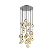 Load image into Gallery viewer, Puppet Multi Light Pendant Light in Amber Transparent/Matt Black (24-Light).