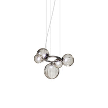 Load image into Gallery viewer, Puppet Ring Pendant Light in Matt Black Nickel/Smoky Transparent(29-Inch/5-Light).