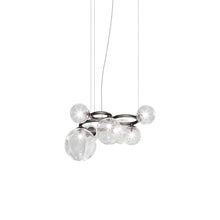 Load image into Gallery viewer, Puppet Ring Pendant Light in Matt Black Nickel/Crystal Transparent(32-Inch/7-Light).