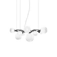 Load image into Gallery viewer, Puppet Ring Pendant Light in Matt Black Nickel/White Shaded(35-Inch/9-Light).