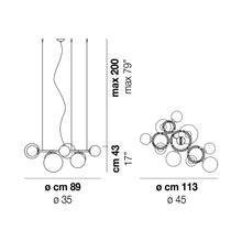 Load image into Gallery viewer, Puppet Ring Pendant Light - line drawing.