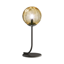 Load image into Gallery viewer, Puppet Table Lamp in Amber Transparent/Matt Black.