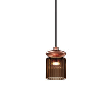 Load image into Gallery viewer, Tread LED Pendant Light in Matt Copper/Burned Earth Transparent.