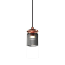 Load image into Gallery viewer, Tread LED Pendant Light in Matt Copper/Smoky Transparent.
