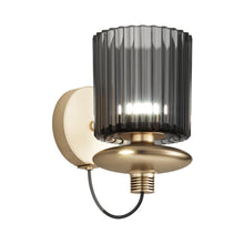 Load image into Gallery viewer, Tread Wall Light in Matt Gold/Smoky Transparent.