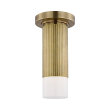 Load image into Gallery viewer, Ace Mini Monopoint LED Flush Mount Ceiling Light in Hand-Rubbed Antique Brass.
