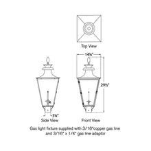 Load image into Gallery viewer, Albermarle Outdoor Gas Post Light - line drawing.