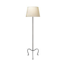 Load image into Gallery viewer, Albert Petite Tri-Leg Floor Lamp in Aged Iron/Silk Box Pleat.