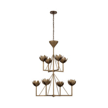 Load image into Gallery viewer, Alberto Chandelier in Antique Bronze Leaf (2-Tier/Small).