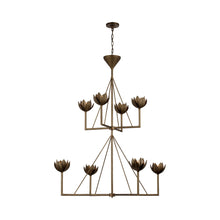 Load image into Gallery viewer, Alberto Chandelier in Antique Bronze Leaf (2-Tier/Large).