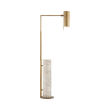 Load image into Gallery viewer, Alma LED Floor Lamp in Antique-Burnished Brass/White Marble.