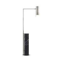 Load image into Gallery viewer, Alma LED Floor Lamp in Polished Nickel/Black Marble.
