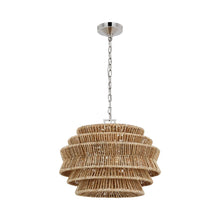 Load image into Gallery viewer, Antigua LED Chandelier in Polished Nickel and Natural Abaca (Small).