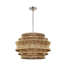Load image into Gallery viewer, Antigua LED Chandelier in Polished Nickel and Natural Abaca (Medium).