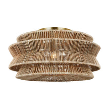 Load image into Gallery viewer, Antigua LED Semi Flush Ceiling Light in Antique-Burnished Brass and Natural Abaca (Grande).