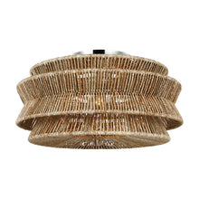 Load image into Gallery viewer, Antigua LED Semi Flush Ceiling Light in Polished Nickel and Natural Abaca (Grande).