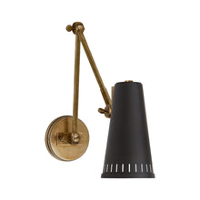 Load image into Gallery viewer, Antonio Adjustable Wall Light in 2-Arm/Hand-Rubbed Antique Brass/Matte Black.