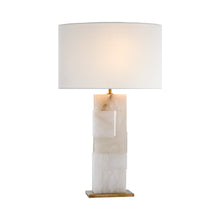 Load image into Gallery viewer, Ashlar LED Table Lamp in Alabaster and Hand-Rubbed Antique Brass (Large).