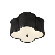 Load image into Gallery viewer, Basil Flush Mount Ceiling Light in Gun Metal/Frosted Glass (Small).