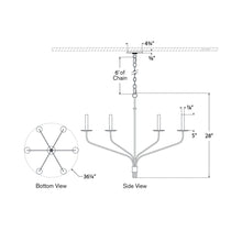 Load image into Gallery viewer, Belfair LED Chandelier - line drawing.