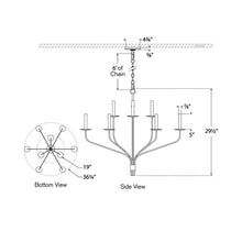 Load image into Gallery viewer, Belfair LED Chandelier - line drawing.