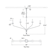 Load image into Gallery viewer, Belfair LED Chandelier - line drawing.