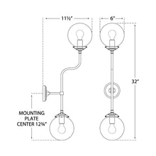 Load image into Gallery viewer, Bistro Bath Double Wall Light - line drawing.