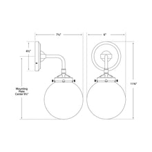 Load image into Gallery viewer, Bistro Bath Wall Light - line drawing.