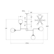 Load image into Gallery viewer, Bistro Medium Chandelier - line drawing.