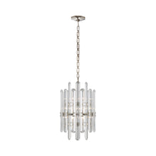 Load image into Gallery viewer, Bonnington Tall Chandelier in Polished Nickel/Crystal.