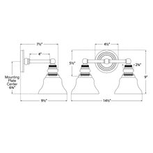 Load image into Gallery viewer, Boston Double Wall Light - line drawing.