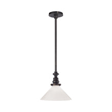 Load image into Gallery viewer, Boston Pendant Light in Bronze/White Glass Slant.