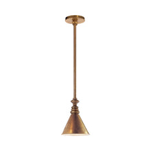 Load image into Gallery viewer, Boston Pendant Light in Hand-Rubbed Antique Brass/Antique Brass Slant.