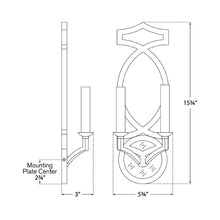 Load image into Gallery viewer, Brittany Wall Light - line drawing.