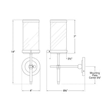 Load image into Gallery viewer, Bryant Bath Wall Light - line drawing.