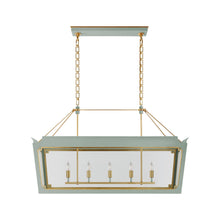 Load image into Gallery viewer, Caddo Linear Pendant Light in Celadon and Gild (Medium).