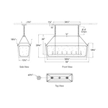 Load image into Gallery viewer, Caddo Linear Pendant Light - line drawing.