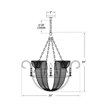 Load image into Gallery viewer, Calais Chandelier - line drawing.