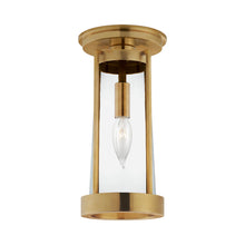 Load image into Gallery viewer, Calix Semi Flush Mount Ceiling Light in Hand-Rubbed Antique Brass/Clear Glass.